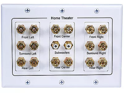 $34.94 • Buy 7.1 8.2 Binding Post RCA Speaker Wire Wall Plate Banana Plug Home Theater (New)
