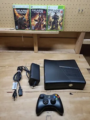 $79.99 • Buy 120GB XBOX 360 Console W/ OEM Controller, Power Cord & 3 Gears Of Wars Games 