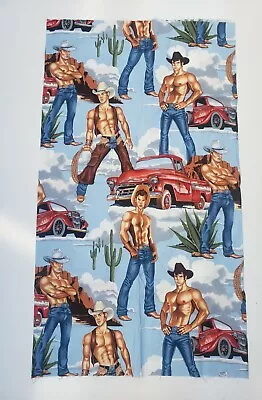 Alexander Henry Fabric Wranglers 2005 Pinup Cowboys Sexy 1 Yard 2 Inches • £48.16