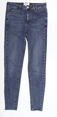 Miss Selfridge Womens Blue Cotton Jegging Jeans Size 8 L27 In Extra-Slim Button • £5.75