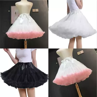 Womens Lolita Petticoat Skirt Puffy Tutu Layered Ballet Tulle Dress Underskirt • £10.69