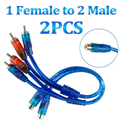 2pcs RCA Y Splitter Audio Jack Cable Adapter 1 Female To 2 Male Connector Blue A • $6.99