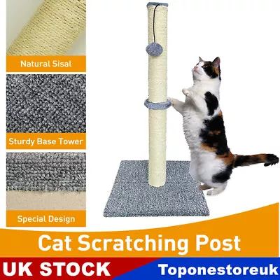 Cat Scratching Post For Big Cats Natural Sisal Rope Post With Ball Rope 29” Tall • £18.99