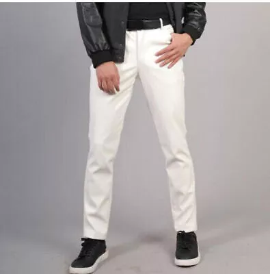  Men Leather Pants Elastic Style Male PU Leather Trousers Punk Dance Pants • $51.08