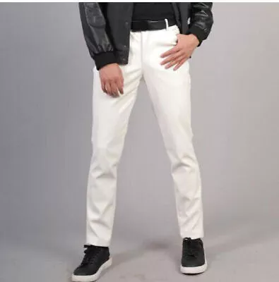 Mens Faux Leather Pants Elastic Style Male PU Leather Trousers Punk Dance Pants • $37.99