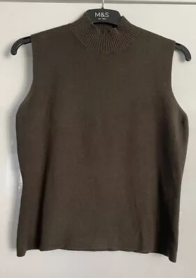 M & S Collection Women's Tank / Top /Sleeveless Jumper Size 10 Khaki • £3.50