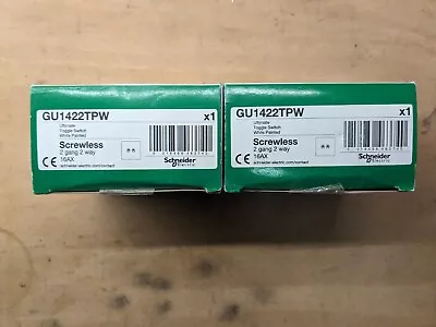 2 X Schneider Electric Ultimate Screwless Flat Plate - GU1422TPW - 2 Gang 2 Way. • £20