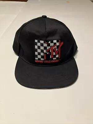 MTV Music Television Unisex Checkerboard Snap Back Adjustable Hat In Black • $10