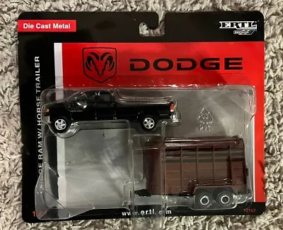 1/64 Ertl Dodge Ram 2500 Pickup Truck Black With HORSE Trailer 3rd Gen • $99.99