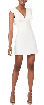 French Connection Whisper Ruffle Mini Dress White $148 Graduation Size XXS 2 • $39.95