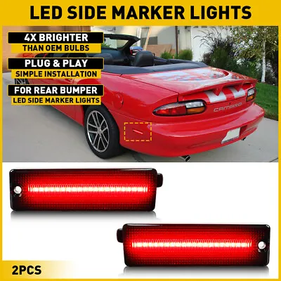 2x Lens Smoked Red Rear LED Bumper Side Marker Lights For 1993-2002 Chevy Camaro • $7.59