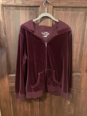Made For Life SZ 1X Women's Zip Front Hoodie Jacket Burgundy W/Pockets • $15