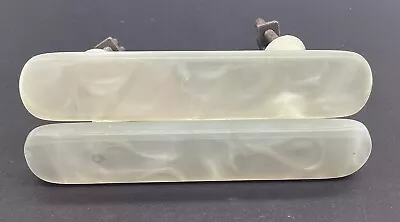 2 X VINTAGE/MID CENTURY - PEARLESCENT LUCITE DOOR PULL HANDLES VGC (4th SET). • $24