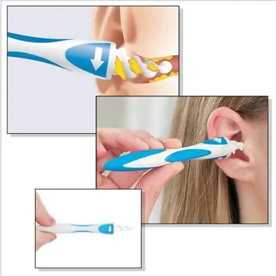 Ear Wax Remover Tool Safe Ear Cleaner Soft Spiral Earwax Removal Swab Q Grip Set • £2.99