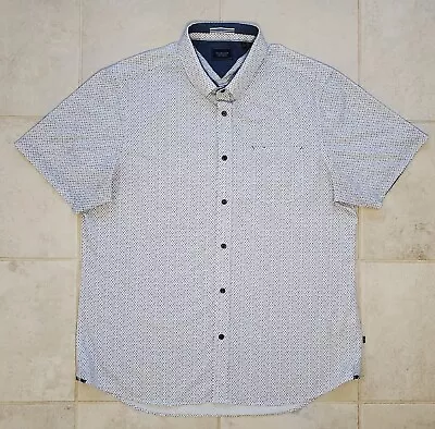 7 Diamonds Men's XL Short Sleeve Button Up Shirt Geometric 4 Way Stretch • $38.99