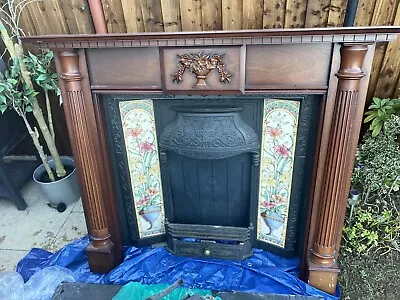 £150 • Buy Antique Victorian Style Cast Iron Fireplace Tiled With Granite Hearth & Surround