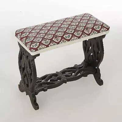 Antique Victorian Black Forest Style Carved Footstool Bench W Branches & Leaves • $379