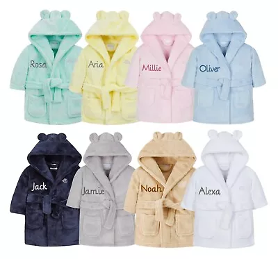 Personalised Girl Boy Dressing Gown Robe Embroidered Name Bear Ears Newborn-6Yrs • £12.99