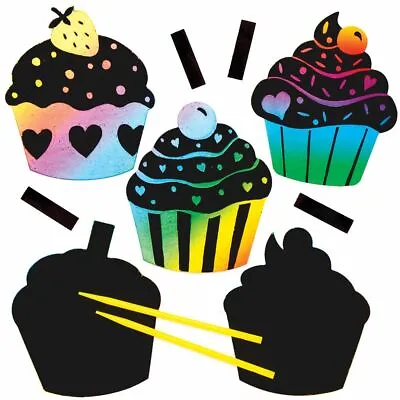 Cupcake Scratch Art Fridge Magnets Kids Craft Birthday Gift Party Bag Filler • £3.50
