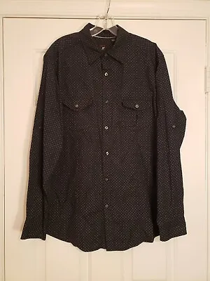 JF J Ferrar Shirt Modern Fit Black Design Button Front Long Sleeve Men’s Large • $7.99