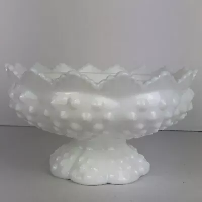 Vintage FENTON WHITE MILK GLASS HOBNAIL FLOWER FROG~6 TAPER CANDLE STICK HOLDER • $39.99