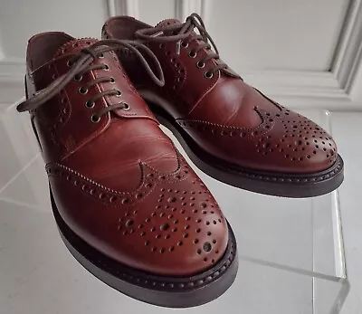 John Spencer Brogue Shoes Brown Leather Vibram Half Sole Men's Size UK 6 • £42