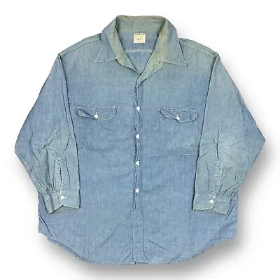 Vintage Big Mac Chambray Work Shirt Distressed Workwear 60s 2XL Farm Sanforized • $79.99