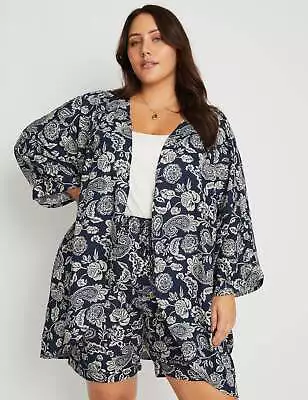 BeMe - Plus Size - Womens Tops -  Linen Blend Pintuck Kimono • $19.65