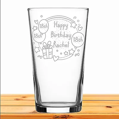 Personalised Engraved Pint Glass Gift Birthday Present 18th 30th 40th 50th 60th • £9.99