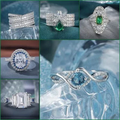 Elegant Set Cubic Zirconia Jewelry Women Engagement Ring Gift Size 6-10 • $4.58