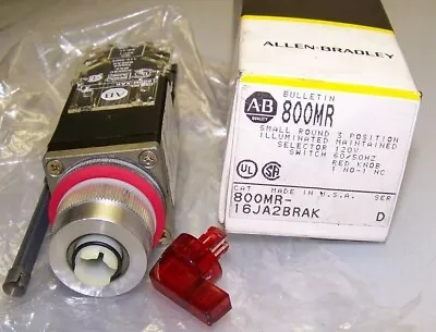 New Allen Bradley 800mr-16ja2brak Illuminated 3 Position Selector Switch Red  • $58.49