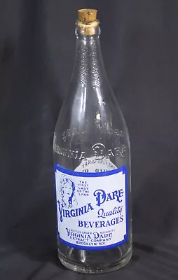 Vtg Virginia Dare Glass Bottle Detroit Quart General Beverage Co Cork Stopper • $19.19