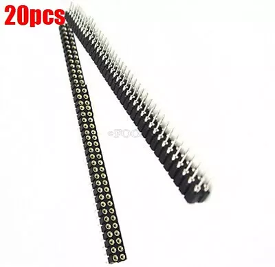 20Pcs Double Row 40Pin 2.54MM Round Female Pin Header Gold Plated Machined Oc • $13.79