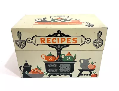 Vintage Tin Recipe Box Cottage Core Country Farmhouse Stylecraft No. 805 1960s • $12