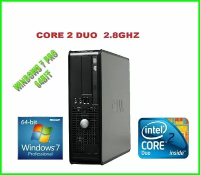 Dell Fast Pc Computer Intel Core 2 Duo 2.8ghz 4gb Ram 250gb Hdd Dvdrw Windows 7 • $115