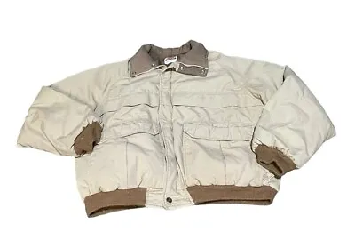 VINTAGE 70’s Miller Puffer Jacket Coat Men’s Large Tan Bomber Made In USA • $49.95