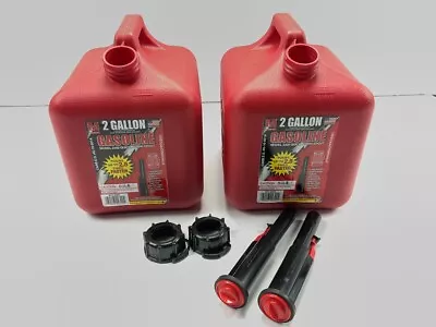(2) Midwest Can 2300 2 Gallon Red Plastic Gas Can With Quick Flow Spout • $44.99