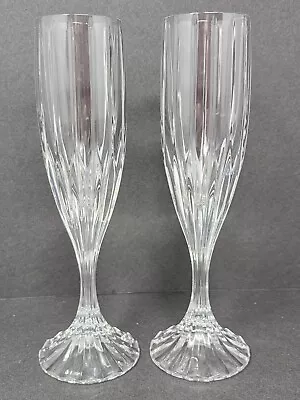 Set Of 2 Mikasa Park Lane Champagne Glasses 8 3/4  Crystal Water Goblets • $39.99