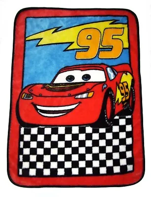 Disney Pixar Baby CARS Lightning McQueen 95 Plush Toddler Throw Blanket Checker • $39.56