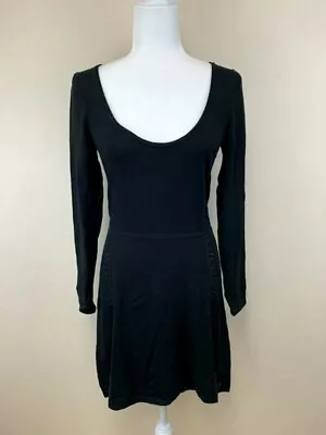 Victoria's Secret S Black Thin Knit Side Pointelle Panel Sweater Dress Sexy  • $18.69