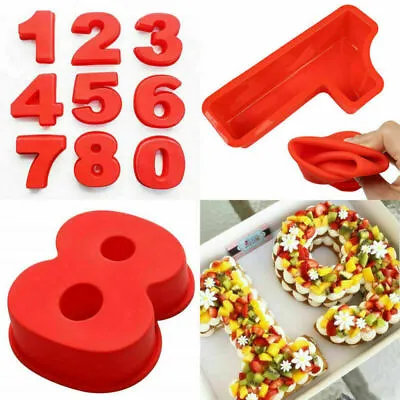 10 Inch 0-9 Number Moulds Baking Forms Silicone Cake Pan Number Cake Molds Tins • £5.95