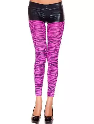 Sexy MUSIC LEGS Opaque ZEBRA Print Leggins FOOTLESS Stockings PANTYHOSE Tights • £4.89