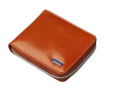 RICCO Men Ultra Slim Wallet Real Italian Leather RFID Bifold Zipper Wallet S12 • $43.50