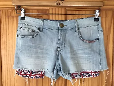 Denim Co Primark Denim Mini Shorts With Union Jack Pockets ~ SIZE 12 • £6