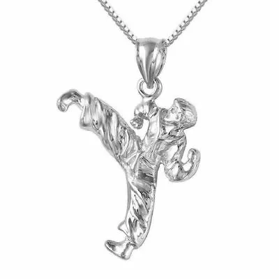 Sterling Silver Martial Arts Karate Pendant / Charm Made In USA Box Chain • $16.99