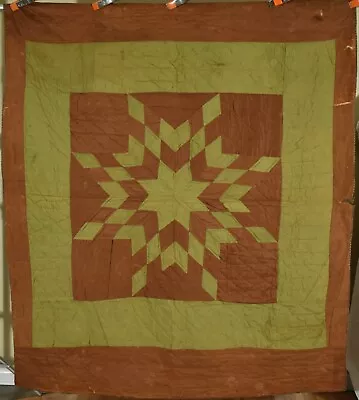 $375 • Buy ELEGANT Vintage 1890's Wool Pennsylania Amish Lone Star Quilt!