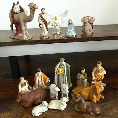 VTG Christmas Nativity Figurine Set Manger Scene W/Stable Animals 18 Piece Set • $44.99
