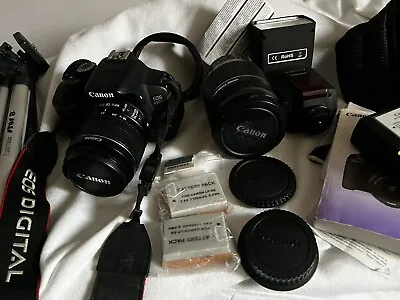 Canon EOS 650d Digital SLR Camera Bundle Flash Lenses Batteires Accessories • £399.99