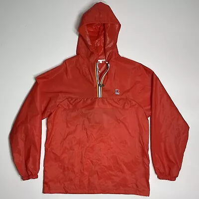 Kway Jacket Men Medium Red Rain Coat Raincoat Hooded Packaway Zip Packable • $49.99