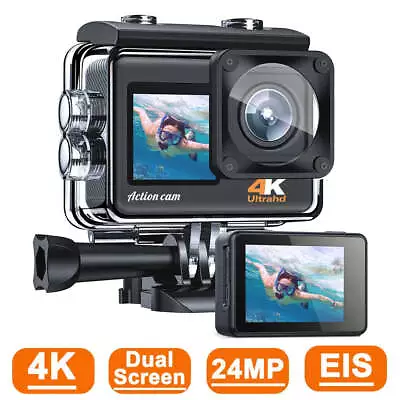 4K Sony Action Camera Dual Screen 24MP Sports Camera WiFi Underwater Waterproof • £79.09